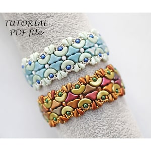 Beaded Bracelet Pattern Beadwork Tutorial Helios Arcos par Puca DropDuo Beads Step-by-Step Beading Instructions Jewelry Design Spring