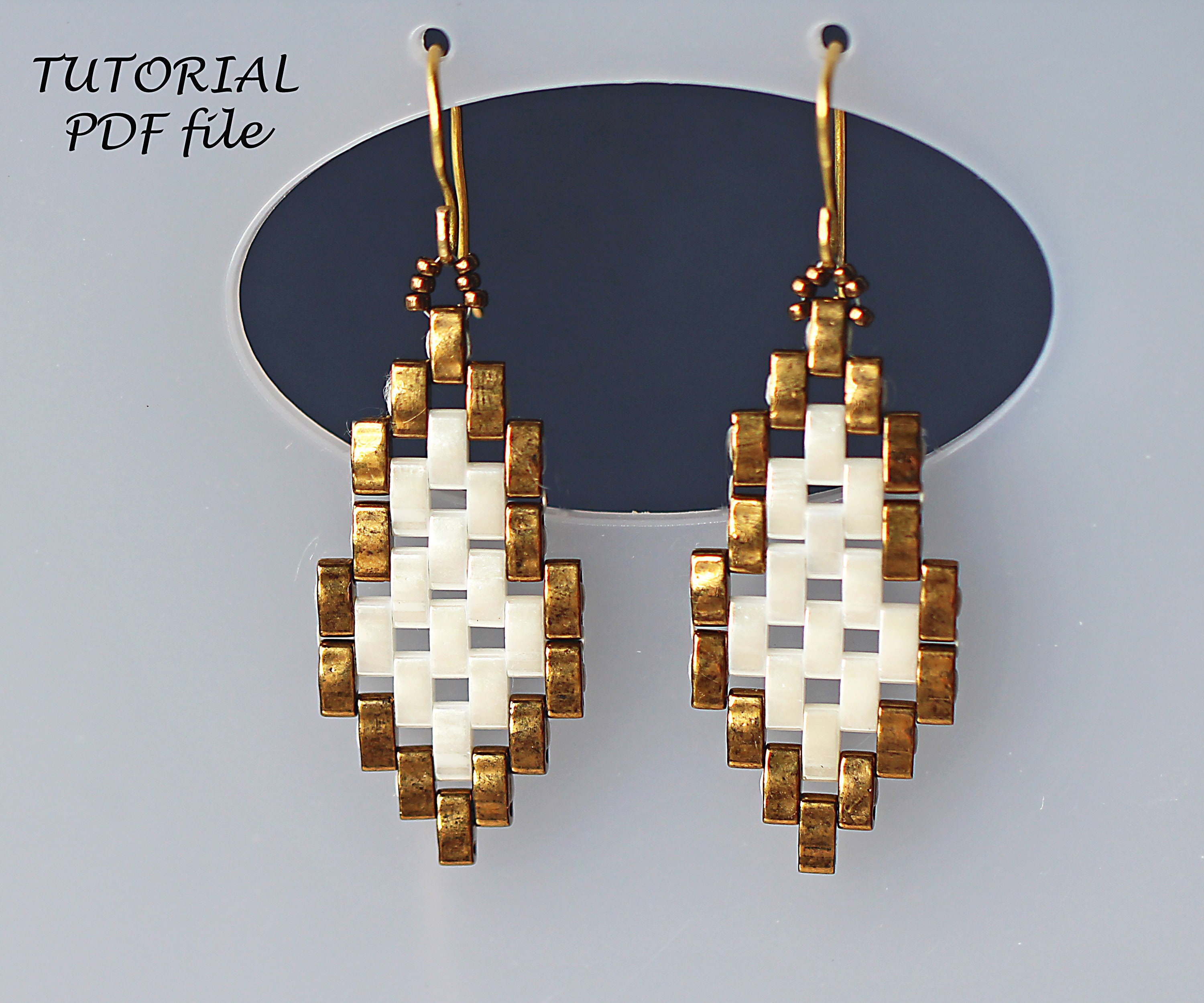 Beaded earrings tutorial Half Tila pattern Earrings Etsy