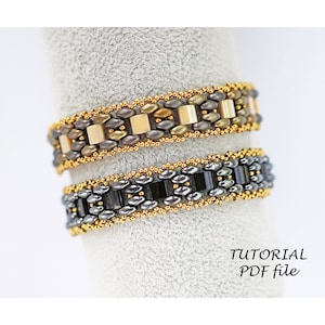 Tila tutorial, SuperDuo bead pattern, Beading pattern bracelet, Miuyki Tila tutorial, SuperDuo beads tutorial, Beaded pattern bracelet Dee