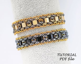 Tutorial de Tila, patrón de cuentas SuperDuo, pulsera con patrón de cuentas, tutorial de Miuyki Tila, tutorial de cuentas SuperDuo, pulsera con patrón de cuentas Dee