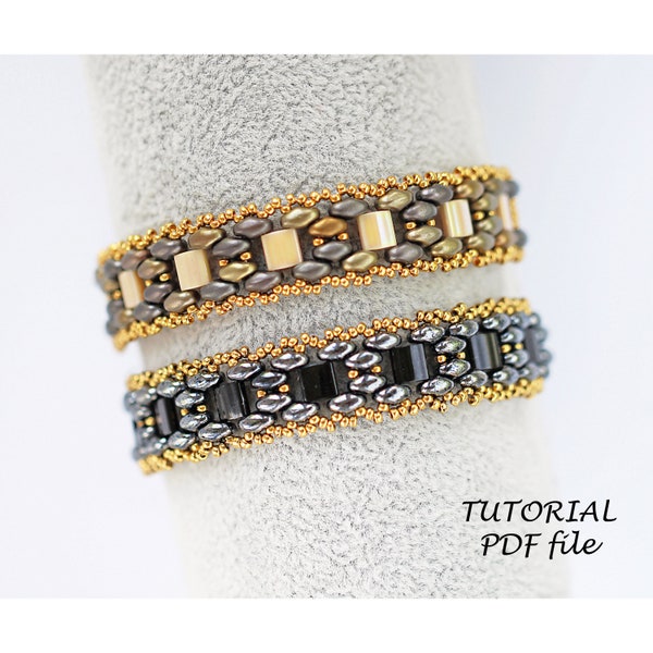 Tila tutorial, SuperDuo bead pattern, Beading pattern bracelet, Miuyki Tila tutorial, SuperDuo beads tutorial, Beaded pattern bracelet Dee