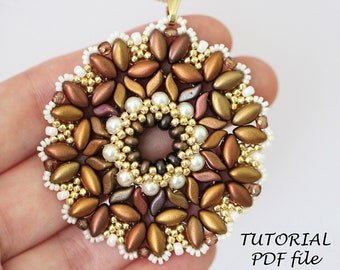 Anleitung Anhänger Muster StormDuo SuperDuo IrisDuo Perlen Schritt-für-Schritt Schmuckanleitungen Handmade Beadwork Design Francine PDF