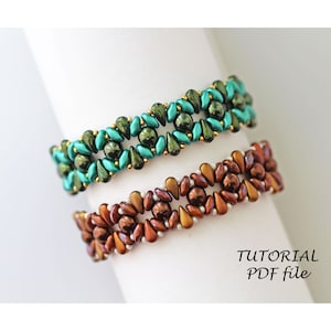 Beading Pattern Bracelet Tutorial SuperDuo RounDuo DropDuo Beads Step-by-Step Instructions Beginner Friendly Easy Simple Jewelry Design Ann