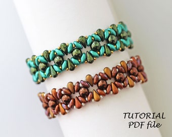 Beading Pattern Bracelet Tutorial SuperDuo RounDuo DropDuo Beads Step-by-Step Instructions Beginner Friendly Easy Simple Jewelry Design Ann