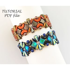 Beading Tutorial Pattern Bracelet Design Ginko Arcos Vexolo StormDuo Beads Step-by-Step Instructions Multi-Hole Czech Bead Pattern Nancy