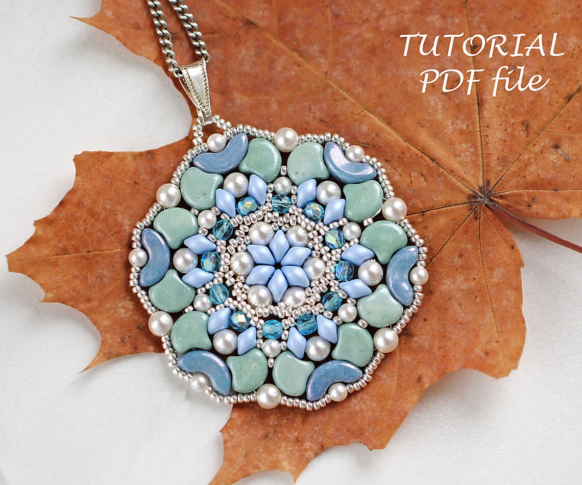 Beaded Pendant Pattern Beading Tutorial With Es-o and Ginko Beads DIY ...