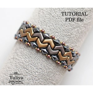 Beaded Bracelet Pattern ChevronDuo Beads Step-by-Step Beadweaving Instructions Jewelry Design Handmade Beading Tutorial Business Casual PDF