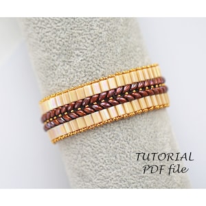 Tila bead pattern, SuperDuo tutorial, Beading pattern bracelet, Miuyki Tila tutorial, SuperDuo bead pattern, Beaded pattern bracelet Sabine