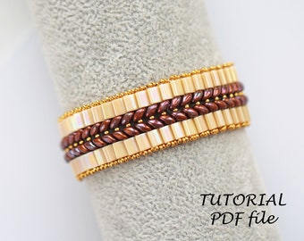 Tila bead pattern, SuperDuo tutorial, Beading pattern bracelet, Miuyki Tila tutorial, SuperDuo bead pattern, Beaded pattern bracelet Sabine