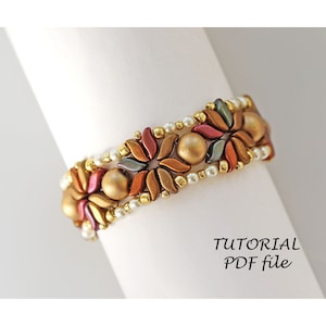 Beading tutorial bracelet, Bead bracelet pattern, StormDuo, Cabochon bead pattern~Simple multi hole beaded bracelet tutorial StormFlower pdf