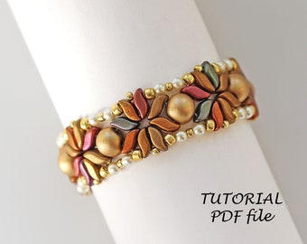 Beading tutorial bracelet, Bead bracelet pattern, StormDuo, Cabochon bead pattern~Simple multi hole beaded bracelet tutorial StormFlower pdf