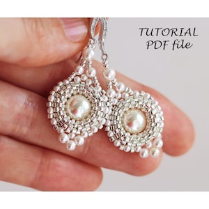 Beaded earrings tutorial, Earrings tutorials & patterns, Small earrings tutorial, Pearl earrings pattern, Beading tutorial earrings Anita