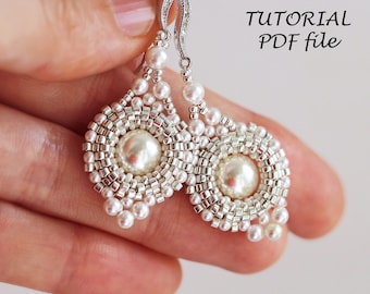 Beaded earrings tutorial, Earrings tutorials & patterns, Small earrings tutorial, Pearl earrings pattern, Beading tutorial earrings Anita