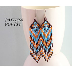 Native Style Fringe Earrings Pattern PDF Brick Stitch Long Design for Delica Beads Seed Bead Handmade Boho Jewelry DIY Accessory B5WJS