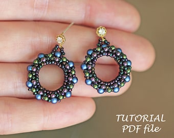 Hoop earrings tutorial, Bead earrings pattern, Seed bead tutorial~Pearl earrings tutorial~Easy bead pattern, Beading tutorial earrings Becky