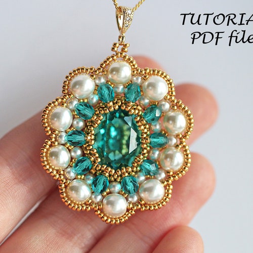 Beading Pattern Tutorial Pendant Beadwork Pendant Oval Etsy