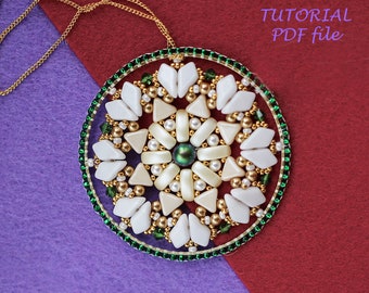 Beading Pattern Pendant Tutorial Mandala Design Kite Kheops Cali Beads Step-by-Step Jewelry Instructions Beadwork Suspension Mandala_3 PDF