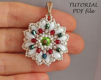 Samouczek dotyczący wisiorków z koralików Wzór stokrotki z kwiatów Wzór koralikowy Rivoli Swarovski SS39 Szczegółowe instrukcje dotyczące biżuterii Projekt DIY Melissa