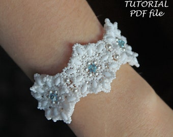 Bracelet tutorial, Bead pattern, Beaded bracelet pattern, Beading tutorial, Beaded tutorial jewelry, Seed bead pattern bracelet Snowflake_6