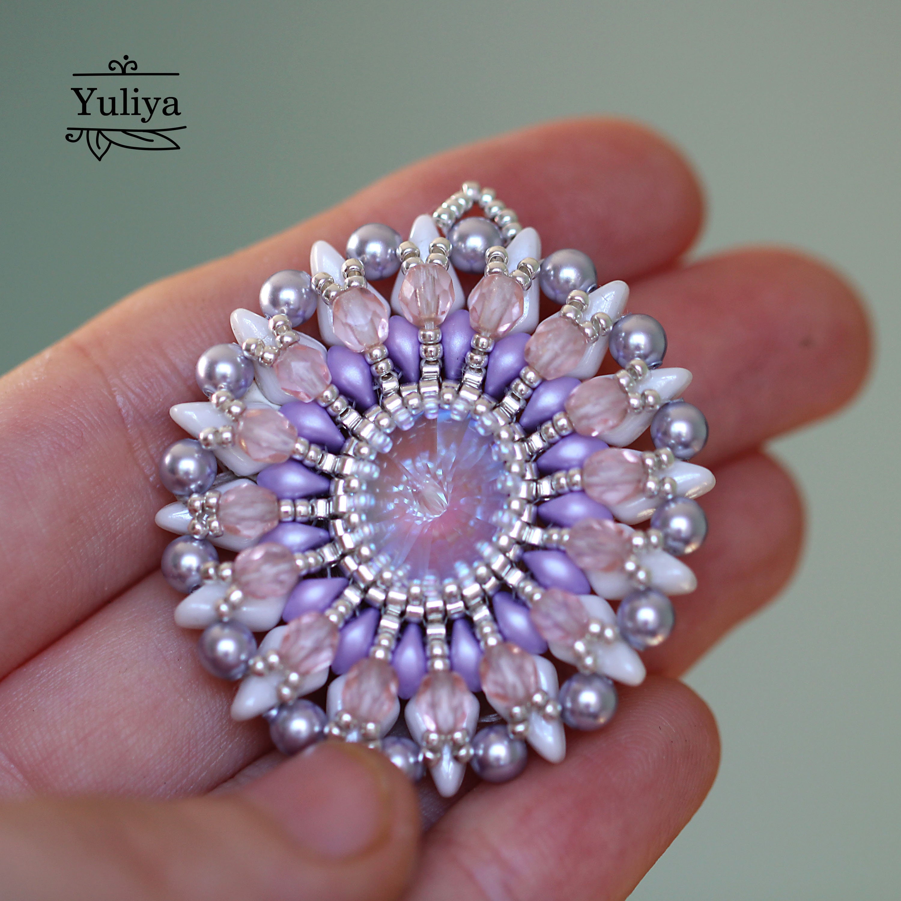 Beaded Pendant Tutorial Oval Rivoli Design Step-by-step Beading ...