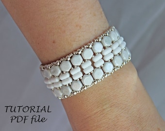 Beading Tutorial Bracelet Pattern Honeycomb Rulla Beads Step-by-Step Jewelry Instructions Czech Bead Design Beadwork Guide Tutorial Suzy PDF