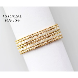 Pattern beaded bracelet, Beading tutorial bracelet ~ Tila, Half Tila, Quarter Tila ~ Miuyki Tila tutorial, Tila bead pattern bracelet Donna