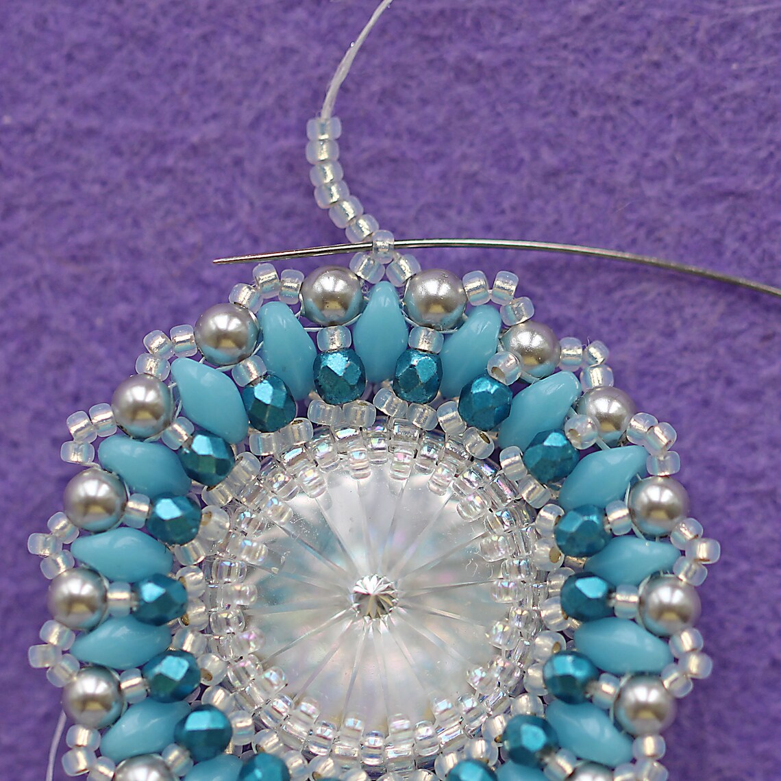 Beaded Rivoli Pendant Pattern Swarovski Beadwork Tutorial Jewelry ...