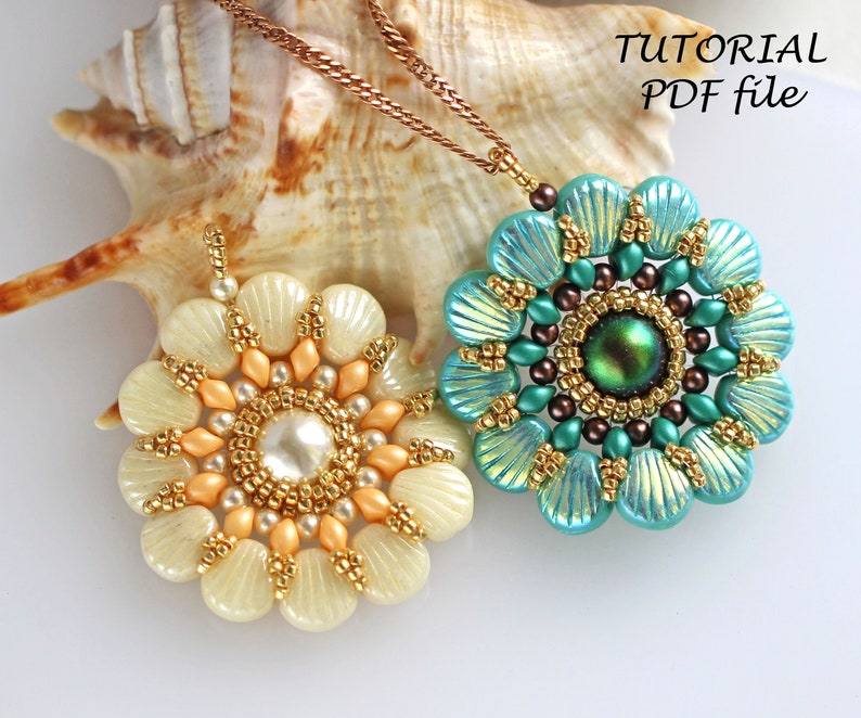 Beading tutorial pendant flower Shelly Shell beading Etsy