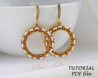 Hoop earrings tutorial, Bead earring pattern, Seed bead tutorial~ Bugle earring tutorial~Simple bead pattern, Beading tutorial earrings Jean