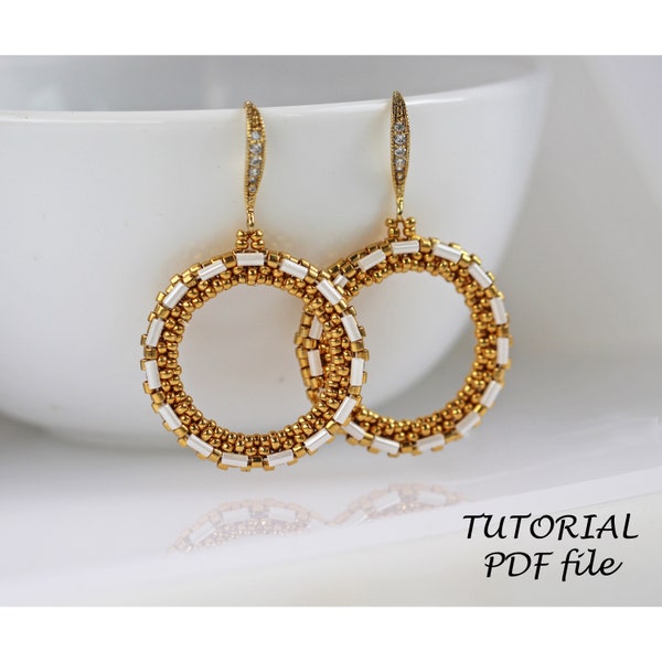 Hoop earrings tutorial, Bead earring pattern, Seed bead tutorial~ Bugle earring tutorial~Simple bead pattern, Beading tutorial earrings Jean