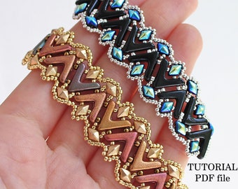 Beading Tutorial Bead Bracelet Pattern Beadwork Design Step-by-Step Bead Weaving Instructions Jewelry Guide Beaded Bracelet ZigZag PDF