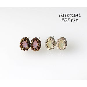 Ohrstecker Ohrringe Tutorial Rocailles Design Swarovski Birne 4320 8 mm Schritt-für-Schritt Perlenanleitung Schmuckanleitung Beaded Noris Ohrstecker PDF