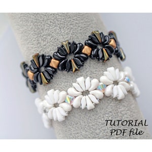 DIY Beaded Bracelet Tutorial Bead Weaving Pattern Using Vexolo ZoliDuo Silky StormDuo Beads Jewelry Design Instructions Step-by-Step Dalia