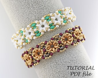 Beaded Bracelet Tutorial SuperDuo Bead Pattern Step-by-Step Jewelry Instructions Beadwork Design Guide Bead Weaving Bracelet Stacie PDF
