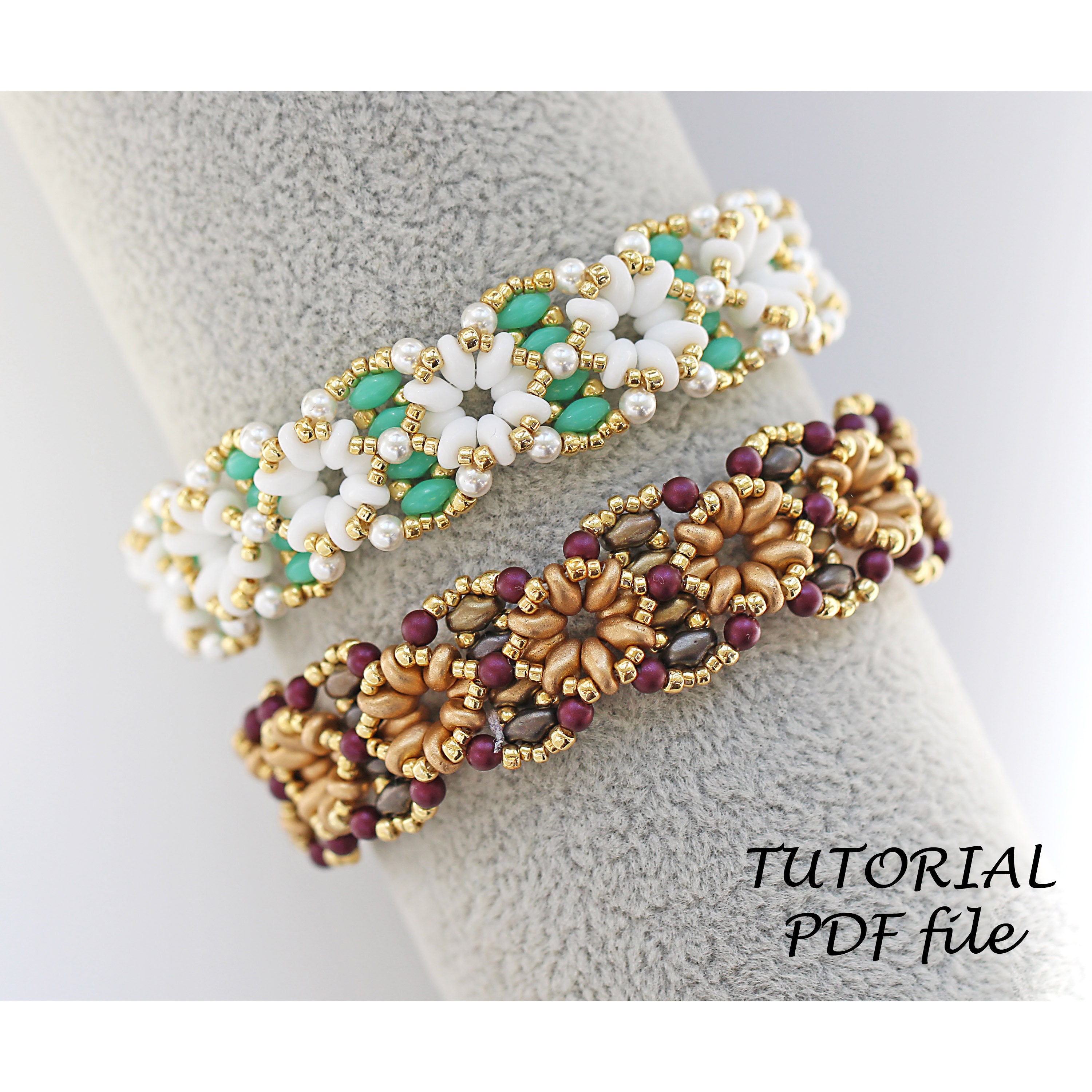 Beaded Bracelet Tutorial Superduo Bead Pattern Step-by-step Jewelry Instructions Beadwork Design ...