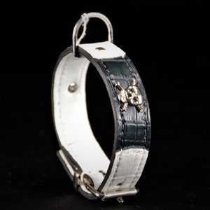 Black and white crocodile necklace, nickel-plated skull decorations