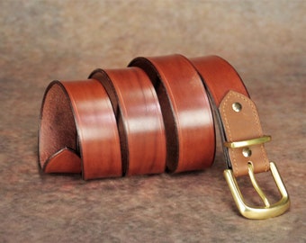 Adjustable cowhide leather belt for men or women, made in France