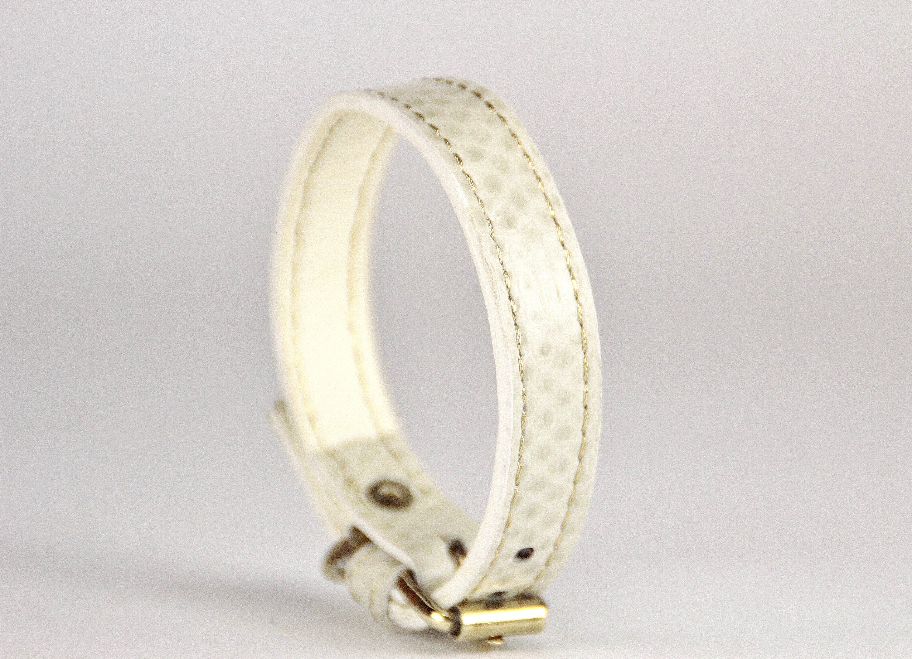 Collier Pour Petit Chien en Serpent Véritable Blanc