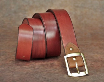 Adjustable cowhide leather belt for men or women, made in France