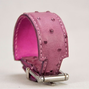 Ostrich skin Leather Bright Pink SF Color