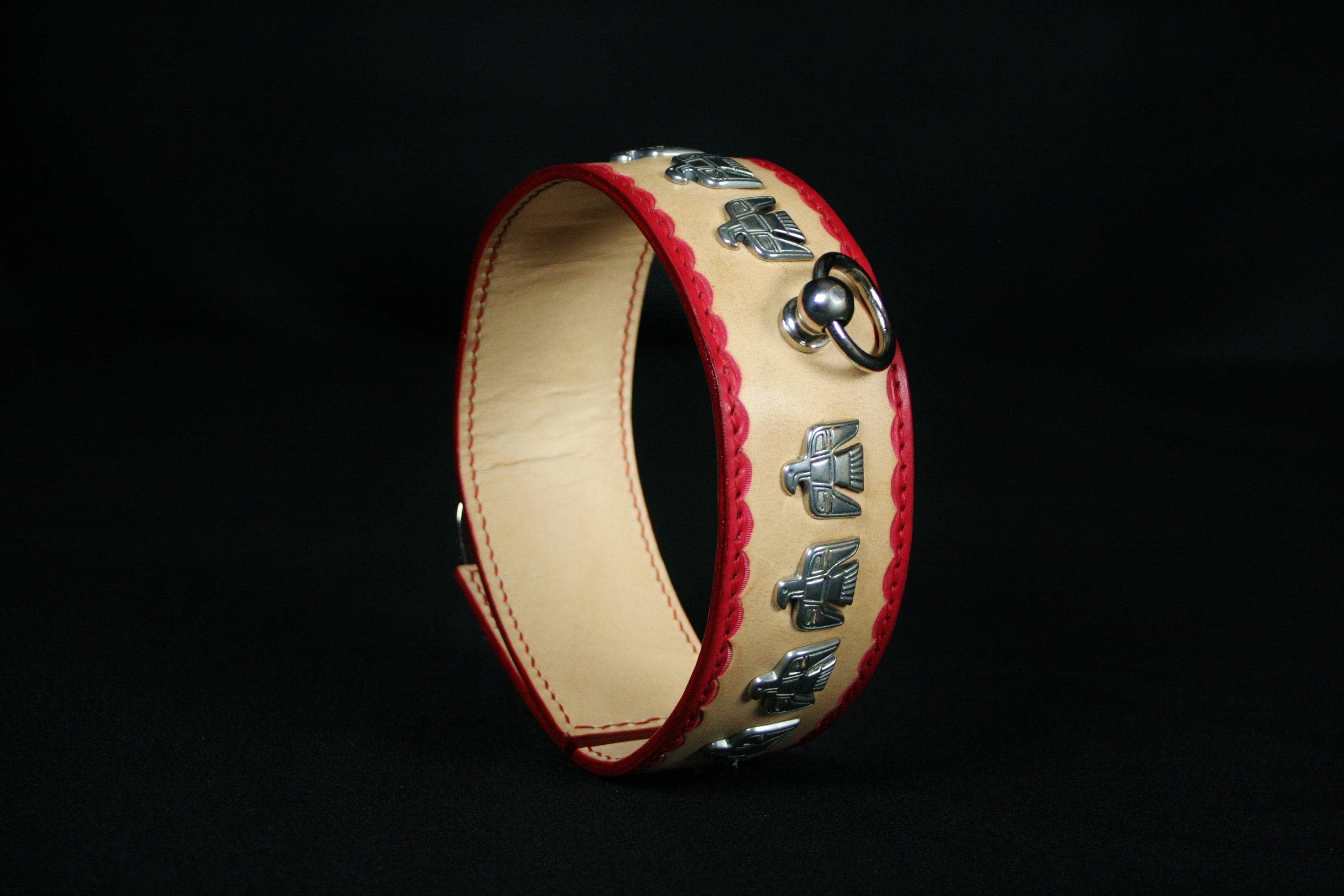 Collier Pour Chien en Cuir Décors Aigles Inca