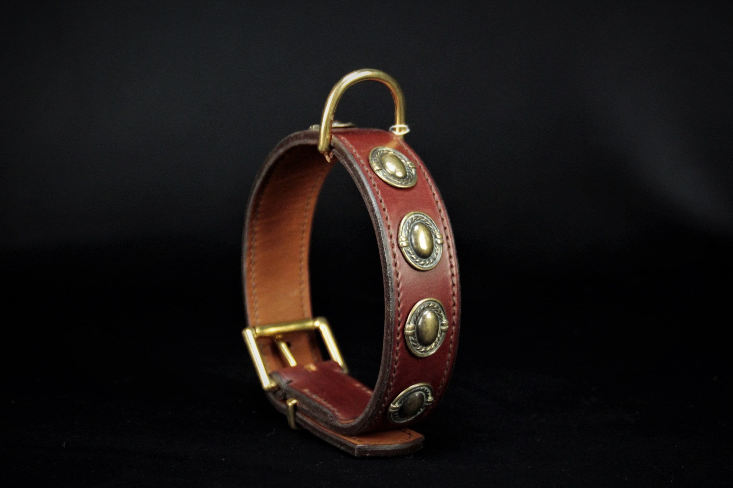 Collier Pour Chien en Cuir Vachette , Décors Laiton
