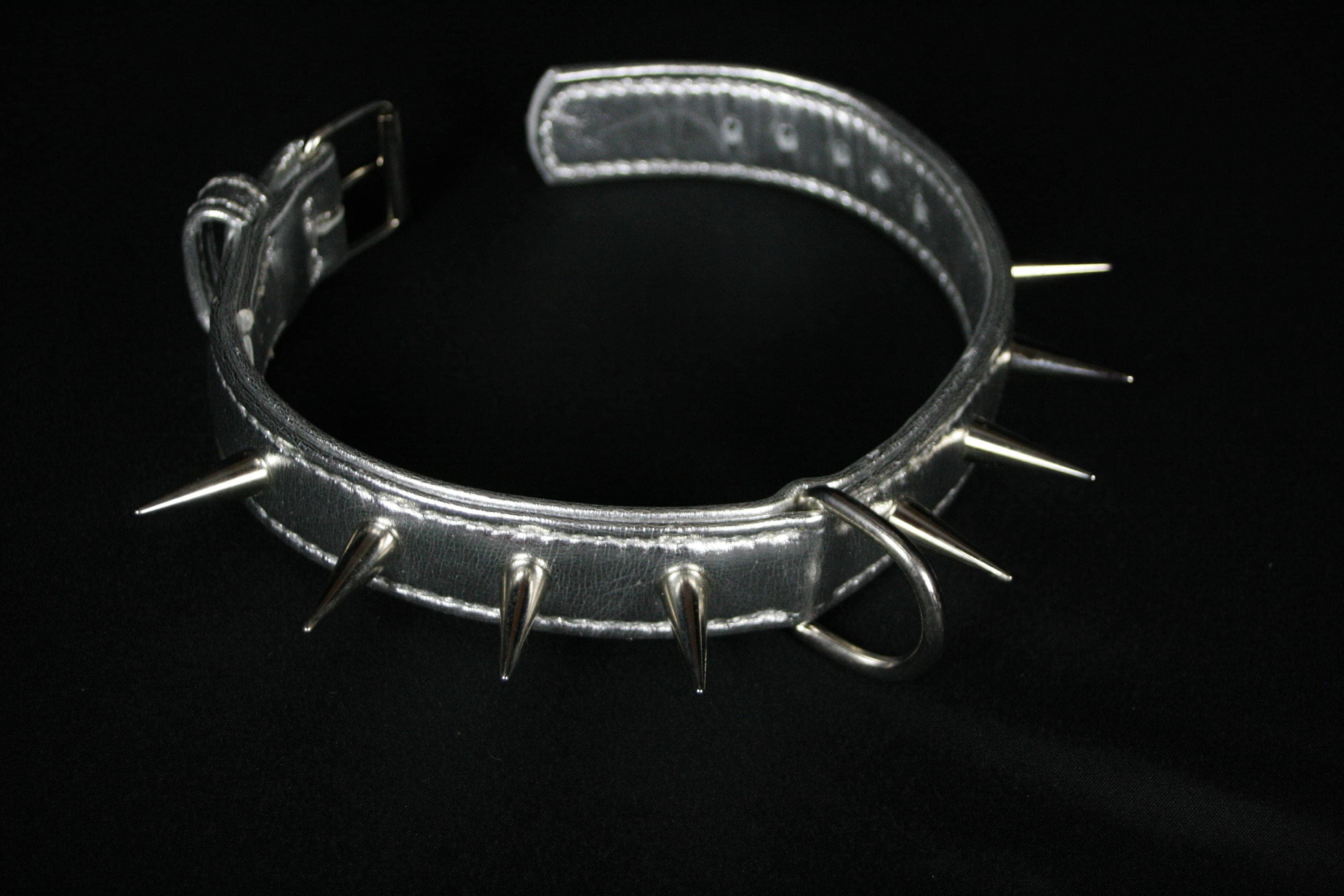 Collier Pour Chien en Agneau Argent Big Clous Grands Pointus Nickelés