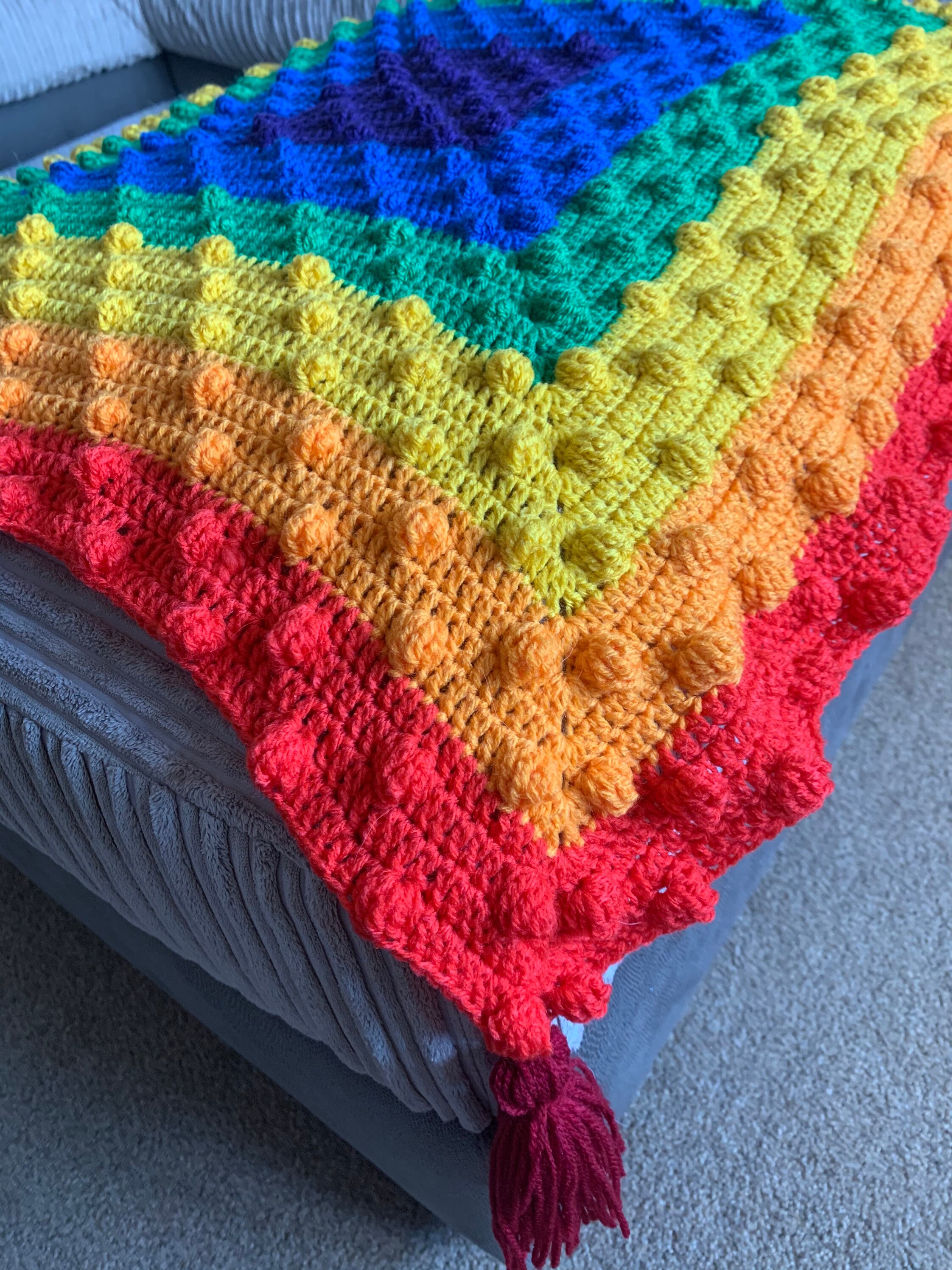 Rainbow Bobbles Baby Blanket Crochet Afghan/one of A Kind Baby Etsy UK
