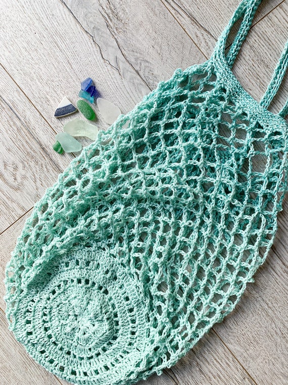 Details about   Hand Crocheted 100% Cotton Market Tote Beach Bag Eco Friendly Reusable NEW 