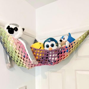  Screpreti Stuffed Animal Storage Hammock Corner Plush Toys  Holder with Adjustable Length Hanging Toy Organizer for Nursery Play Room  Kids Bedroom with Remote Control, 8 Kinds of Lights : Baby
