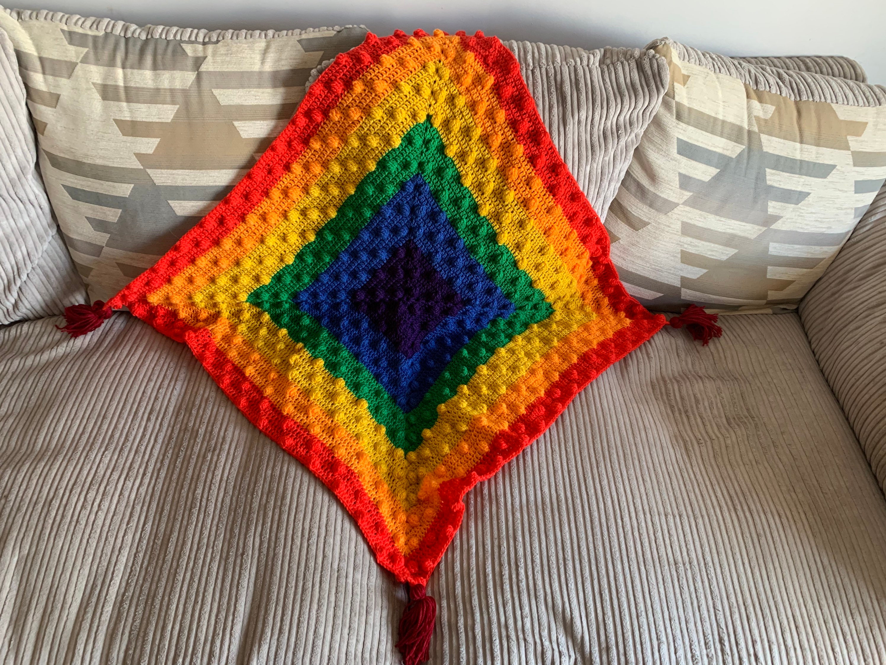 Rainbow Bobbles Baby Blanket Crochet Afghan/one of A Kind Baby Etsy UK