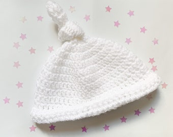Newborn Knotted Hat/Baby Hospital Knotted Beanie 0-3 months/Newborn Crochet Knotted Hat Photo Prop