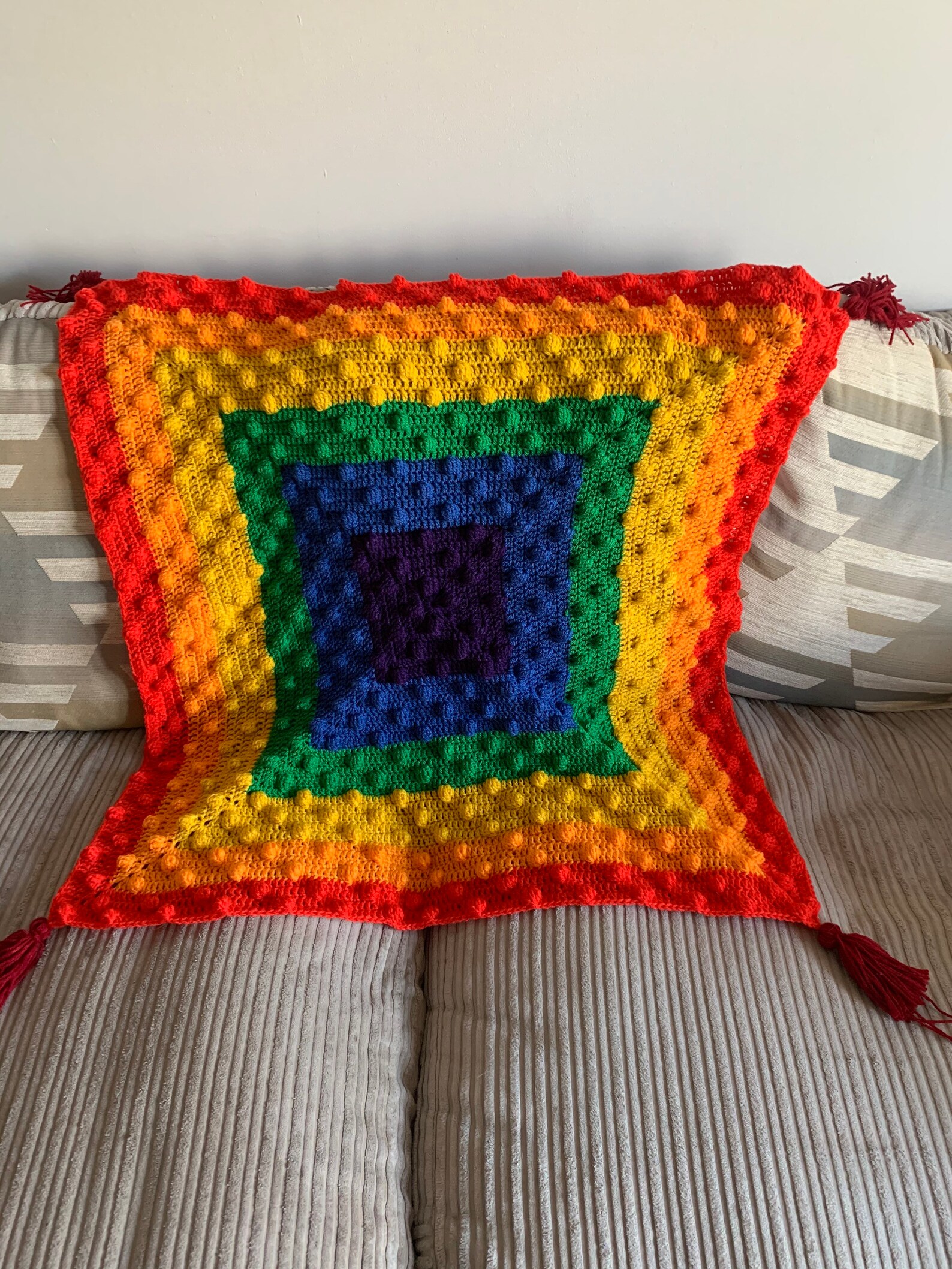 Rainbow Bobbles Baby Blanket Crochet Afghan/one of A Kind Baby Etsy UK