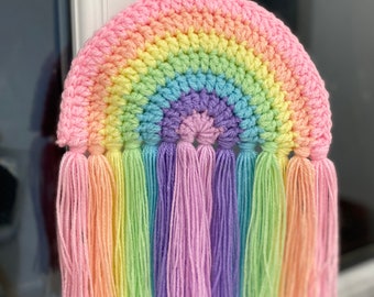 Pre-made Large Pastel Crochet Rainbow Wall Hangers / Decoration